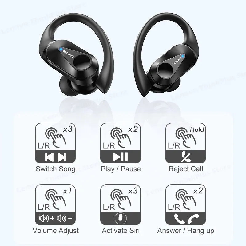 Lenovo LP75 wireless sports headphones with a digital LED display