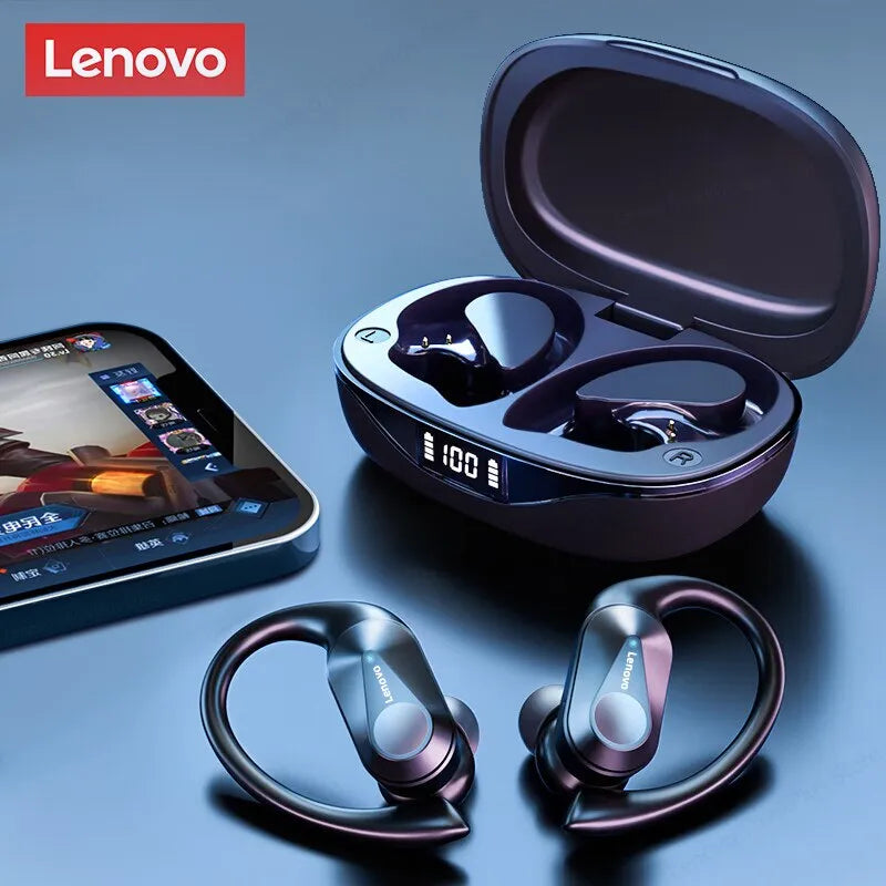 Lenovo LP75 wireless sports headphones with a digital LED display